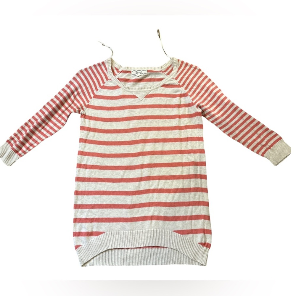 Pink Rose orange and cream- quarter sleeve sweater- women’s- size Small